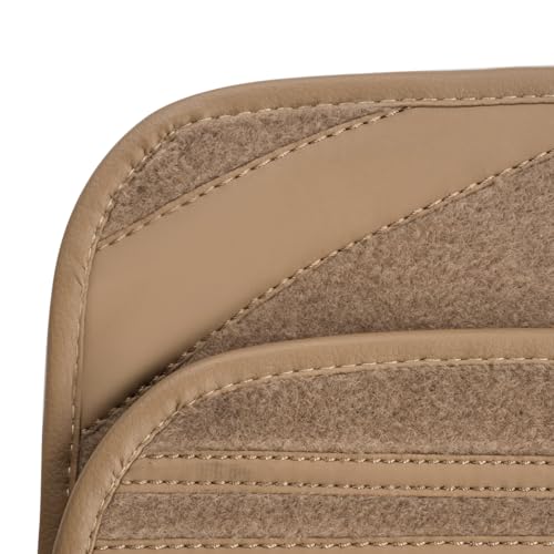 CAR PASS Beige Car Floor Mats, Edge Leather Waterproof Car Mats with Double Stitch Line and Anti-Slip Backing Design, Fit 95% Automotive,SUVS,Sedan,Vans (Pure Beige) - color: Pure Beige