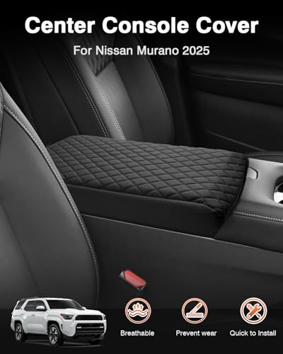 Shademax Custom for 2026 2025 Murano Center Console Cover Armrest Cover for Nissan Murano Accessories 2025 Arm Rest Cushion Pad Leather Middle Console Cover Armrest Seat Box Protector Anti-Scratch - size: Size for Nissan Murano 2025-2026