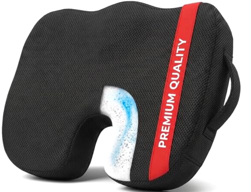 Premium Orthopedic Memory Foam Seat Cushion for Office Chair & Car Seat .Ergonomic U-Shape Coccyx Pillow for Tailbone & Sciatica Pain Relief Lower Back Problems and Long Sitting Comfort. (Black)