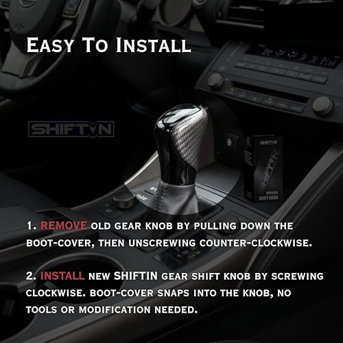 Gear Shift Knob for Lexus RX-350 ES GS GX-460 IS350 NX300 RC-300 RX 200t 300 350 3450h 450hL 350L F-Sport Automatic Shifter Lever Handle Head (Gray Carbon Leather/Piano Black) - color: Gray Carbon Leather / Piano Black