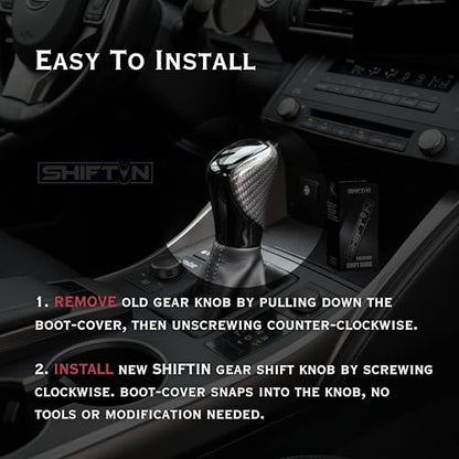 Gear Shift Knob for Lexus RX-350 ES GS GX-460 IS350 NX300 RC-300 RX 200t 300 350 3450h 450hL 350L F-Sport Automatic Shifter Lever Handle Head (Gray Carbon Leather/Piano Black) - color: Gray Carbon Leather / Piano Black