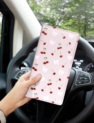 Mymazn Car Registration and Insurance Holder, PU Leather Glove Box Car Organizer with Magnetic Closure for Driver's License & Essential Documents (Pink Cherry) - color: Pink Cherry