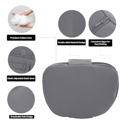Car Headrest Pillow for Driving, Dual-Sided Leather Design Neck Pillow, Breathable Softness Neck Support, Universal Fit Head Rest Travel Pillow, Gray, 1 Pack - color: Gray