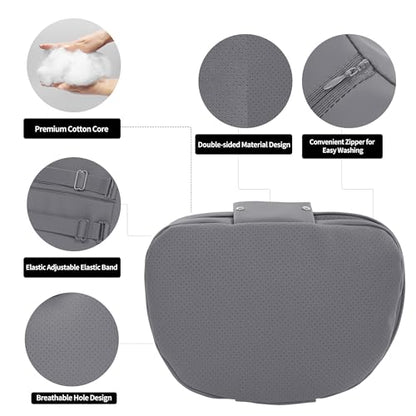Car Headrest Pillow for Driving, Dual-Sided Leather Design Neck Pillow, Breathable Softness Neck Support, Universal Fit Head Rest Travel Pillow, Gray, 1 Pack - color: Gray