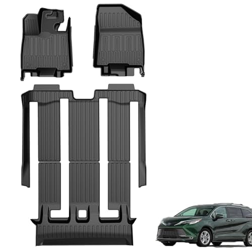 2021-2025 Sienna Floor Mats 7-Seat Compatible with Toyota Sienna (without Vacuum & Fridge Box) - Custom Fit TPE 3 Row Floor Liners - All Weather Floor Mats for Toyota Sienna Accessories 2021-2024 2025 - style: (5)Toyota Sienna 2021-2025 Floor Mats