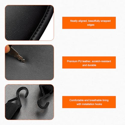 Car Seat Bottom Cover, Scratch Resistant Leather Auto Front Seat Protector with Storage Pocket, Anti-Slip Seats Cushion Covers for Sedans SUVs Trucks, Car Accessories