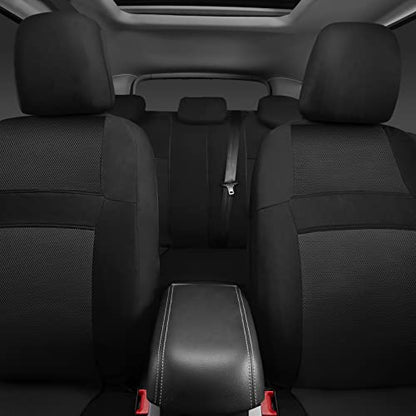 CAR PASS 3D Air Mesh Car Seat Covers Full Sets w/5mm Sponge, 4Pcs Waterproof Car Floor Mats, Steering Wheel Cover Universal Fit for SUV Sedan Truck, Airbag Compatible Automotive Interior(Black)