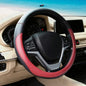 Wine Red Car Steering Wheel Cover, Nappa Leather, Bottom Color Blocking, Universal 14.5-15 Inch Leather Anti-Slip Breathable Auto Steering Wheel Covers for Men Women - color: Wine Red
