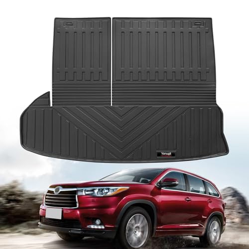 Custom All Weather TPE Cargo Mats Trunk Liner with 3rd Backrest Mats for 2014-2019 Toyota Highlander Accessories (for 2014-2019 Toyota Highlander) - color: for 2014-2019 Toyota Highlander