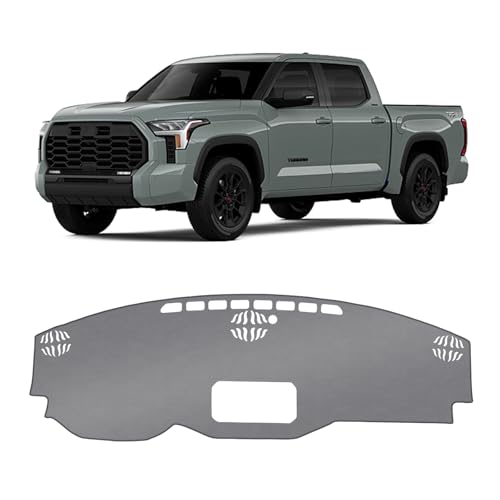 KUST Gray Dash Cover Compatible with Toyota Tundra 2022-2026 Dashboard Cover Accessories for Tundra Non-Slip Polyester Dashboard Mat Custom Fit Center Console Sunshield Protector No Glare - size: Tundra 22-26(Gray)