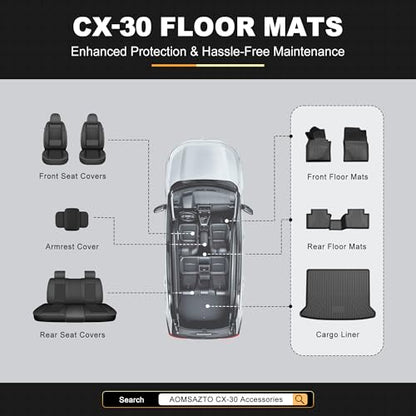 Floor Mats & Cargo Mats Set Fit for Mazda CX-30 2020-2026 All Weather Floor Liners Heavy Duty Car Mats Trunk Liner TPE Heavy Duty Non-Slip Automotive Floor Liners Full Set CX30 Accessories - style: 1)20-25 CX-30 Floor & Cargo Mats