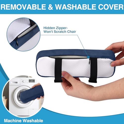 Smiry Ergonomic Office Chair Armrest Pads, Memory Foam Arm Rest Covers, Non-Slip Armrest Cushion with Adjustable Buckles and Straps, Elbow Relief for Desk, Gaming & Wheelchair (Navy, Set of 2) - color: Navy
