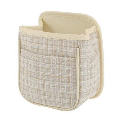 Car Trash Can Portable and Hanging 6.3" Length 3.9" Width 7.1" Height Trash Bin Fabric Beige 1 Pcs - color: Beige