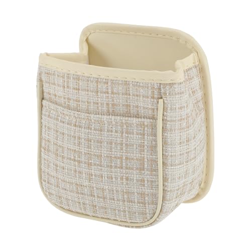 Car Trash Can Portable and Hanging 6.3" Length 3.9" Width 7.1" Height Trash Bin Fabric Beige 1 Pcs - color: Beige