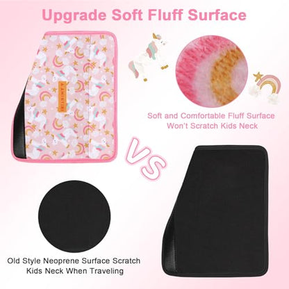 Amintiri Seat Strap Shoulder Pads for Kids, Seat Belt Cover for Children, Soft Furry Seat Belt Cushion for Travel, Cartoon Car Seat Belt Pad Cover for Boys and Girls.
