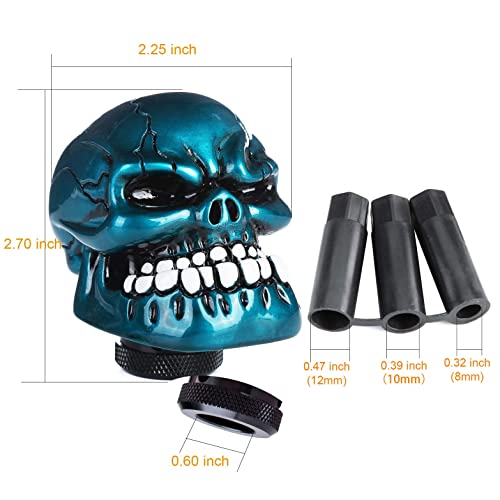 Skeleton Shifter Knobs Skull Gear Lever Handle Car Shift Head Fit Most Manual Automatic Transmission, Metallic Blue - color: Green 2