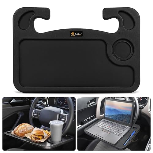 EcoNour Steering Wheel Desk for Ford F150 2015-2018 2019 2020 2-in-1 Car Tray Table Laptop Car Mount with Pen Holder Food Tray for Eating with Drinks Holder Multipurpose Travel Car Accessories - size: Fit For Ford F150 2015-2020