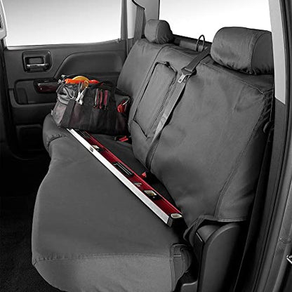 Covercraft Polycotton SeatSaver Custom Seat Covers | Fits 2007-2013 Chevy Silverado/GMC Sierra 1500, 2007-2014 Silverado/Sierra 2500/3500 | 1st Row 40/20/40 Bench Seat, Charcoal
