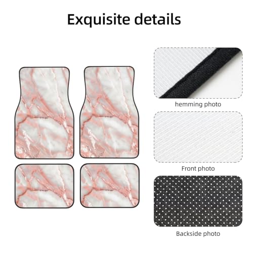 Universal Fit Car Floor Mats, Pink Marble Designs Printed Set of 4pcs Car Carpet Fit for SUV, Vans, Sedans, Trucks - color: Pink Marble