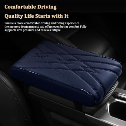 Car Center Console Cover, Memory Foam Vehicle Arm Rest Seat Box Cushion Pad, Scratch & Wear Resistant Automotive Middle Console Protector, Universal for SUV Automobile Truck (Blue) - color: Blue