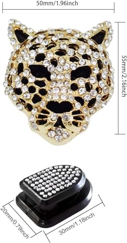 2PCs Golden Bling Leopard Air Freshener Vent Clip Rhinestone Car Decoration Interiors Accessory