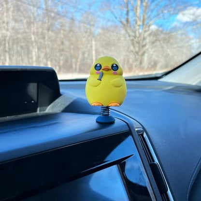 Duck with Knife Dashboard Dancer – Hilarious Bobblehead Angry Duck Holding a Knife – Funny Car Dashboard Toy – Soft Plastic w/ Adhesive Pad – Cute, Quirky Gift for Drivers, Office Desks & Gag Gift - style: Angry Duck Dancer