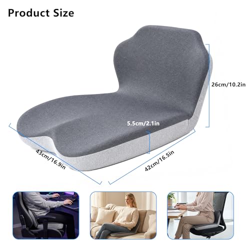 Truck Driver Seat Cushion Memory Foam L-Shaped Ergonomic Cushion for Office Chairs Comfort & Support for Long Sitting Memory Foam U-Shape Tailbone Relief + L-Shape Back Cushion - size: Dark gray+Light Gray