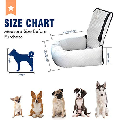 Dog Car Seat Pet Booster Seat Pet Travel Safety Car Seat,The Dog seat Made of Materials is Safe and Comfortable, and can be Disassembled for Easy Cleaning (Off White) - color: off white