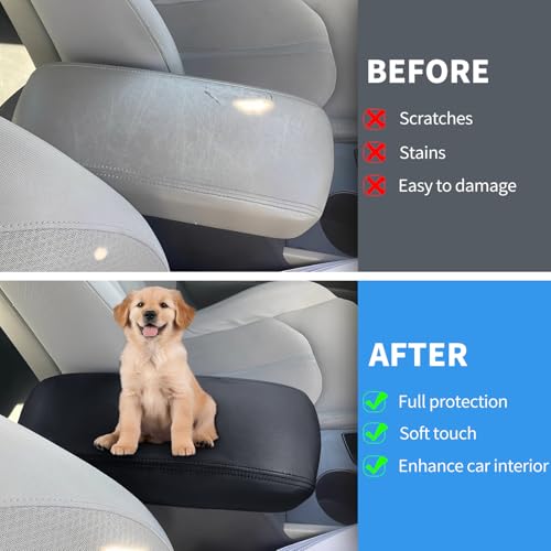Center Console Armrest Cover Compatible with Kia Optima 2016-2020 Accessories, Premium Leather Arm Rest Cover Pad, Car Middle Console Cover (Black) - size: 2016-2020 Kia Optima