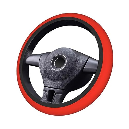 Elastic Stretch Steering Wheel Cover,Warm in Winter and Cool in Summer, Car Universal 15 inch, Microfiber Breathable Ice Silk, Anti-Slip, Odorless, Easy Carry,Red - color: Red
