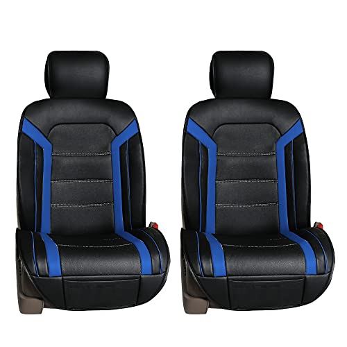 FH Group Car Seat Cover Cushion - 2 Pack Seat Covers for Cars Trucks SUV, Faux Leather Car Seat Cushions, Waterproof Car Seat Cover Cushion, Universal Fit Car Seat protector Front Set Blue - color: Blue - Front Set