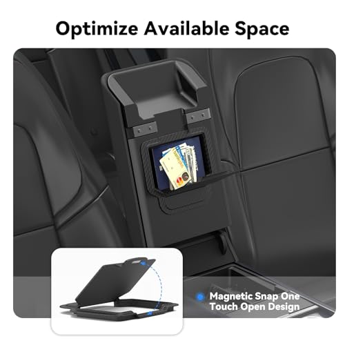 5-PCS Center Console Organizer for Tesla Model Y Juniper 2025-2026 & Model 3 Highland 2024-2026 Accessories – Sliding Tray, Hidden Storage, Cup Holder, Camera Cover, Noise-Reducing, Easy Install
