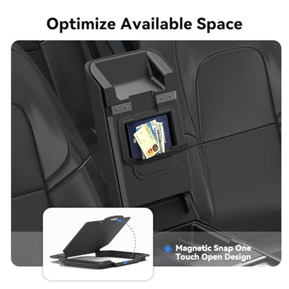 5-PCS Center Console Organizer for Tesla Model Y Juniper 2025-2026 & Model 3 Highland 2024-2026 Accessories – Sliding Tray, Hidden Storage, Cup Holder, Camera Cover, Noise-Reducing, Easy Install