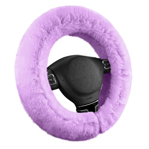 Road Comforts Steering Wheel Cover, Fluffy Car Wheel Covers for Women/Girls/Ladies，Soft Wool Fur Steering Wheel Protector, Universal 14 1/2 inches to 15 inches - Purple - color: Purple