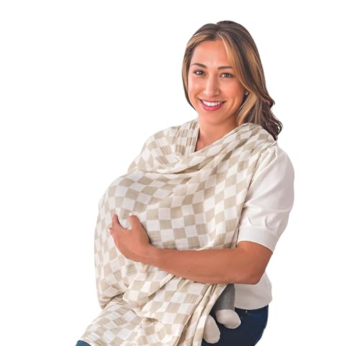 Itzy Ritzy Breastfeeding Boss Multi-Use Cover – A Nursing Cover, Swaddle, Car Seat Wrap, Tummy Time Mat & Burp Cloth All in One – Made of Soft Muslin Fabric & Measures 47” x 47” (Checkerboard) - color: Checkerboard