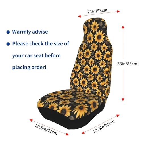 Sunflower Seat Covers Full Set, Front Seat Covers and Split Rear Bench Seat Covers for Sedan, SUV, Truck, Universal Fit Automotive Seat Cover, Breathable and Washable, Yellow Flower - color: Sunflower
