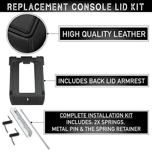 Center Console Lid Replacement Kit for 99-07 Silverado, Avalanche, Suburban, Sierra, Yukon - Replaces OEM 19127364, 19127365, 19127366 (Dark Gray) - color: Dark Gray