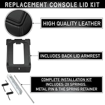 Center Console Lid Replacement Kit for 99-07 Silverado, Avalanche, Suburban, Sierra, Yukon - Replaces OEM 19127364, 19127365, 19127366 (Dark Gray) - color: Dark Gray