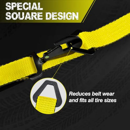 2'' x 114'' Heavy Duty Adjustable Car Tie Down Straps with Snap Hook for Trailers, 10,000 lbs Break Strength, Axle Tire Ratchet Straps with Snap Hooks for Hauling UTV, SUV, Truck, Any Cars - Yellow - color: Yellow