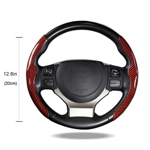 Car Steering Wheel Cover Universal Carbon Fiber 2PCS Segmented Waterproof Steering Covers Comfortable Easy Install All-Season Use(Black)