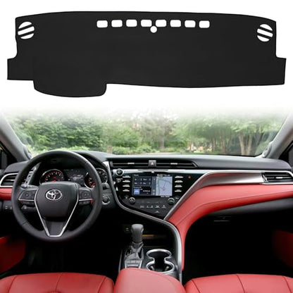 Dashboard Dash Cover Mat for Toyota Camry 2018 2019 2020 2021 2022 2023 Polyester Custom Fit Toyota Camry Accessories Dash Cover Black Trim (Camry 2018-2023, Black) - size: Toyota Camry 2018-2023