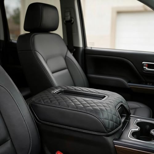 Center Console Armrest Cover Compatible with Chevy Silverado & GMC Sierra 1500 2500 3500 2014-2018, Yukon & Tahoe & Suburban 2015-2020, For Console Bucket Seat Only, Arm Rest Cushion, Anti-Scratch