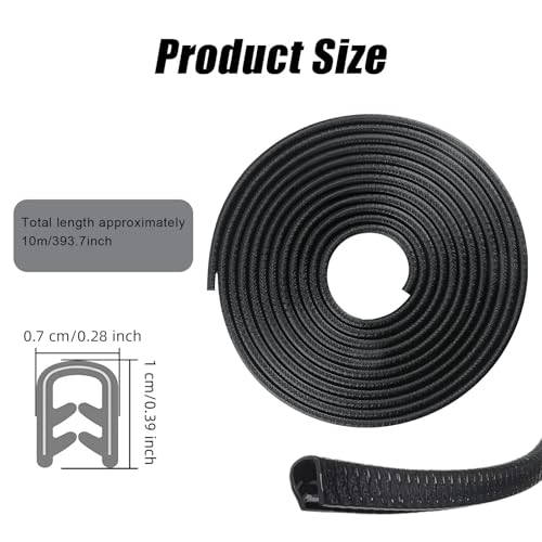 U-Shape Car Door Edge Guards, 32.8 Ft Rubber Automotive Door Edge Protector for SUVs Sedans, Easy No-Glue Install, Exterior Car Accessories Trim (Black)