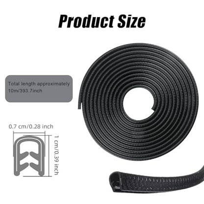 U-Shape Car Door Edge Guards, 32.8 Ft Rubber Automotive Door Edge Protector for SUVs Sedans, Easy No-Glue Install, Exterior Car Accessories Trim (Black)