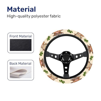 GENANY Cute Highland Cow Steering Wheel Cover, Non Slip Polyester Car Wheel Protector for Car SUV Truck, Universal 15 Inch - color: Cute Highland Cow