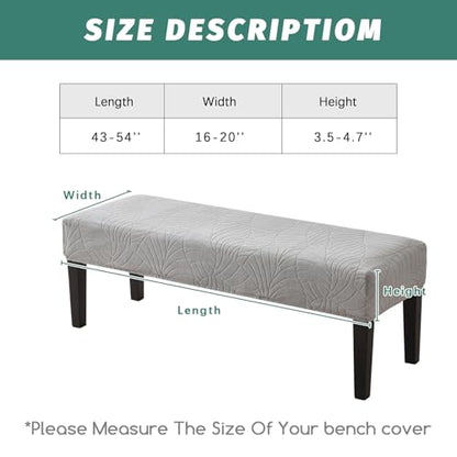 FUANGUI Waterproof Bench Cover, Stretch Jacquard Dining Bench Cover for bedrooms, Living Rooms, Kitchens, Protector Chair Bench Piano Bench Seat covers Stool Slipcover Removable, Washable - Light Grey - color: Jacquard Light Grey