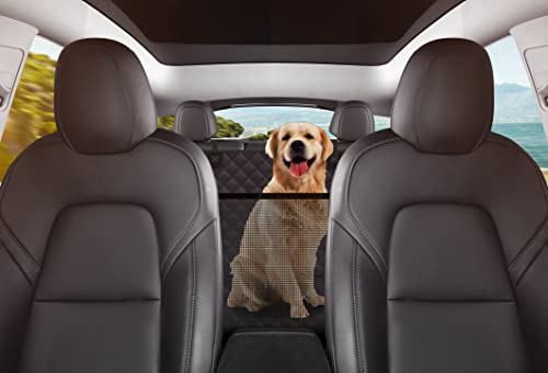 GXT Dog Back Seat Cover Protector for Cars SUV and Trucks with Mesh Window, Scratchproof Nonslip and Waterproof Material - color: black, style: Seat Cover and Dog Seat Belt