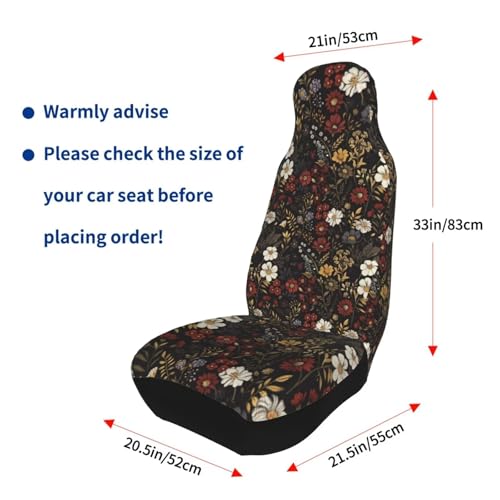 Floral Car Seat Cover Retro Daisy Seat Cushion Auto Bucket Seat Cover Set 2 Pack Hippie Boho Flower Car Front Seat Cushion Elastic Seats Cushion Automotive Seats Covers Accessory, Brown - color: Brown Floral