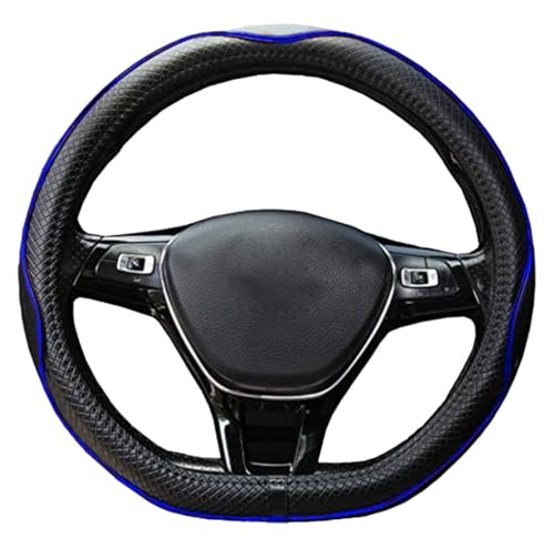 Mayco Bell Flat Bottom Steering Wheel Cover Anti-Slip,Safety,Soft,Breathable,Durable,Full Surround,Comfortable Grip Microfiber Leather (D Shape, Black Dark Blue) - color: Black Dark Blue, size: D Shape