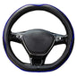Mayco Bell Flat Bottom Steering Wheel Cover Anti-Slip,Safety,Soft,Breathable,Durable,Full Surround,Comfortable Grip Microfiber Leather (D Shape, Black Dark Blue) - color: Black Dark Blue, size: D Shape